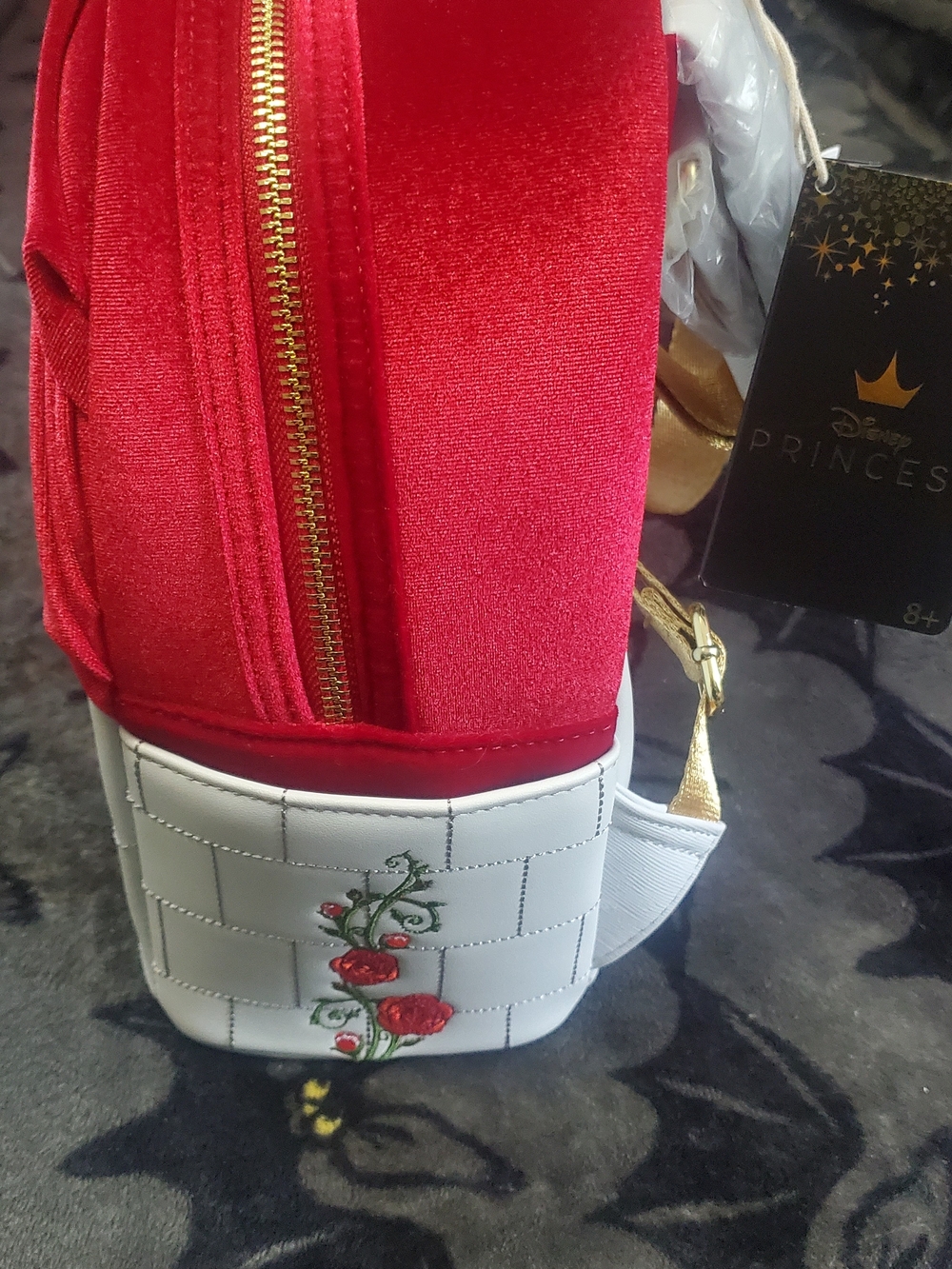 Loungefly White and Red Beauty and the Beast Stained Glass Mini Backpack - Picture 4 of 5